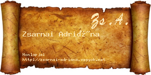 Zsarnai Adriána névjegykártya
